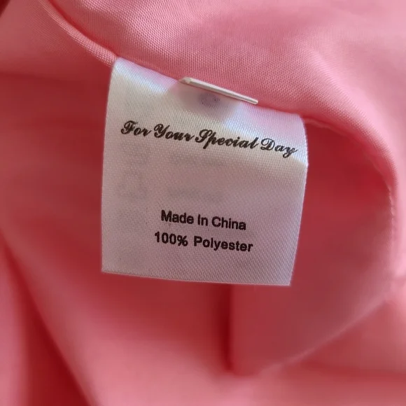 New Coral Peach Chiffon Strapless Dress - Picture 11 of 12